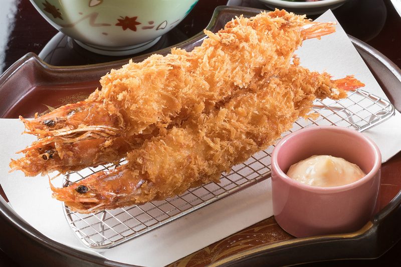 有頭エビフライ定食